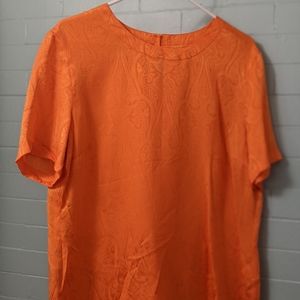 Escada silk orange paisley blouse IT 42